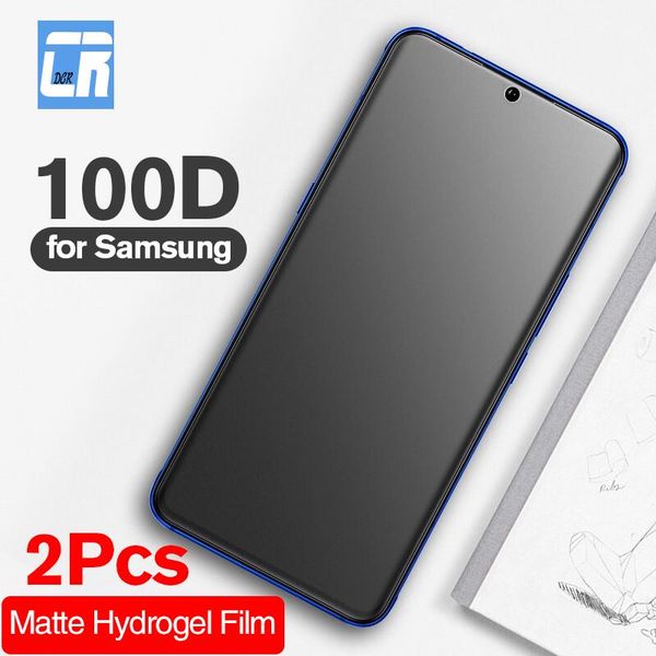 

2pcs 100d full curved matte hydrogel film for galaxy s20 s10 note 10 plus ultra a51 a71 a91 a50 a30 screen protector cell phone prot protect