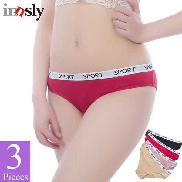 

women's panties 3 pieces/set underwear women cotton big size breathable solid sport female briefs lingeries, Black;white