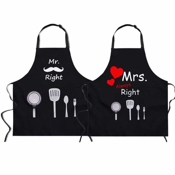 Forumesigns Mr. e Mrs. Coppie Grembiule Cucina Grembiuli Divertente Cooking Bib Regalo per Wedding Lyweds Love Bassollo Grembiule dachshund 2pcs / Set 210622