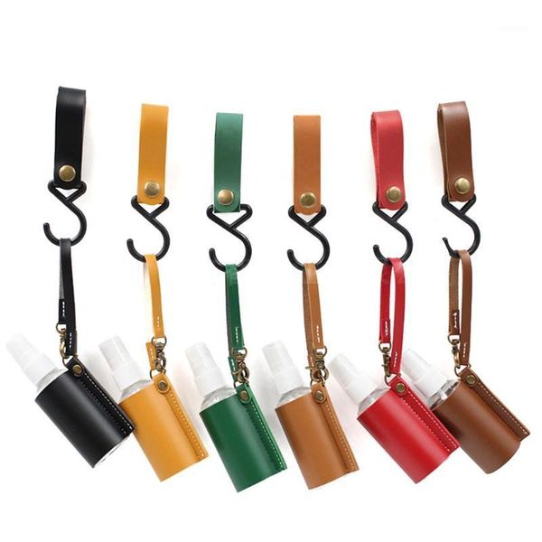

storage bottles & jars empty spray bottle pu leather hand sanitizer hanging keychain holder refillable travel carriers reusable protective 6