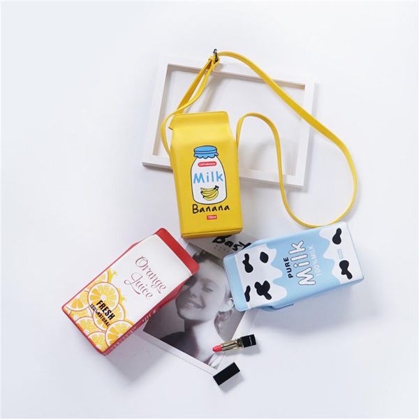 

creative milk carton cartoon handbags flap 3d funny chocolate strawberry messenger bag panelled shoulder crossbody girl gift bags