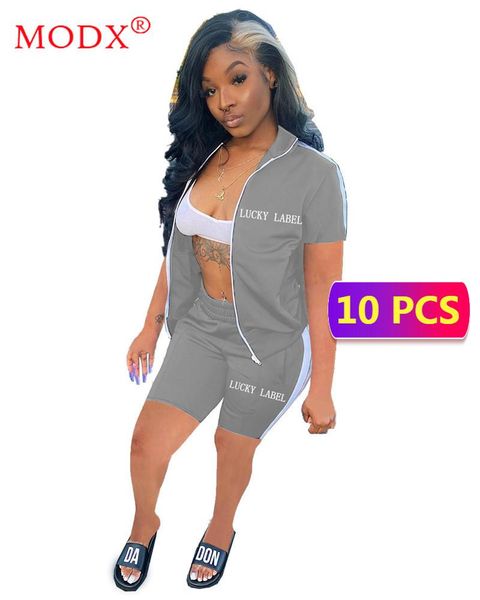 

women's tracksuits wholesale items zipper front & shorts casual sportive summer sportswear two piece set outfits letters embroidery m68, Gray