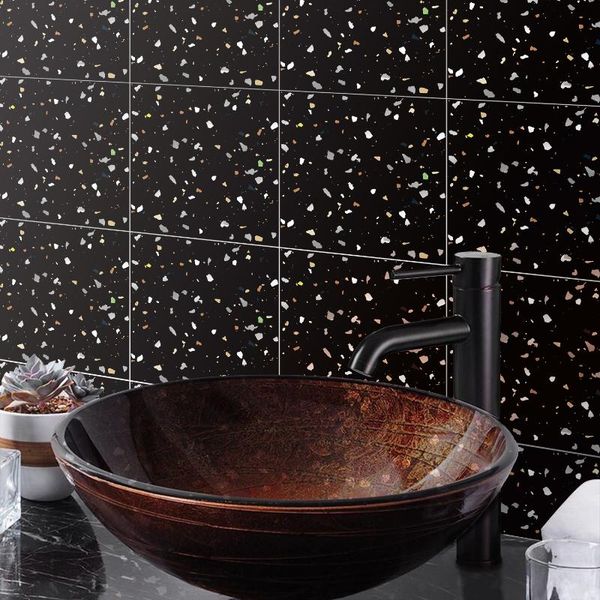 

wallpapers 15x15cmx12pcs black terrazzo chrome self adhesive tile wall sticker epoxy bathroom kitchen home oil-proof waterproof decor