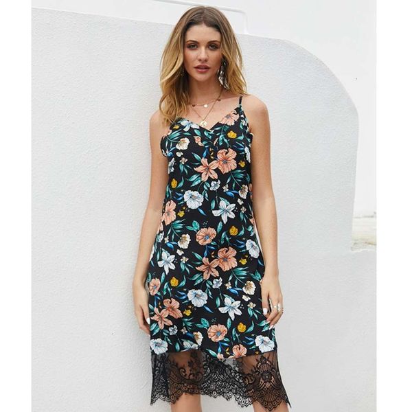 

casual dresses dress women clothes printed suspender slim and wwat, Black;gray