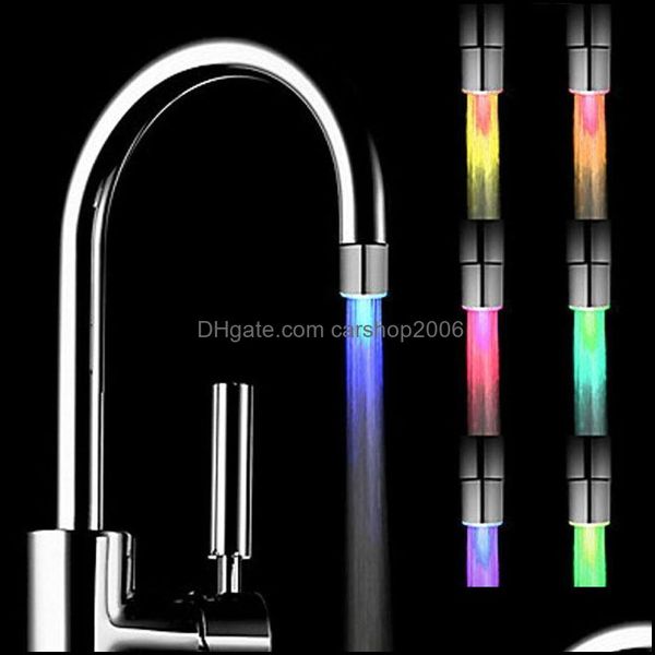 Badzubehör-Set, Badezimmerzubehör, Hausgarten, LED-Licht für Wasserhahn, Mti-Farben, Wasserhahn, wassersparend, Glühen, Duschstrahl, Küchenbelüfter, Drop D