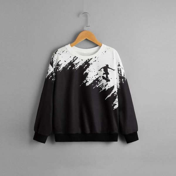 

hoodies & sweatshirts 40# baby boys bicolor toddler kids cotton all-match pullover sweatshirt long sleeves round neck children clothing hood, Black