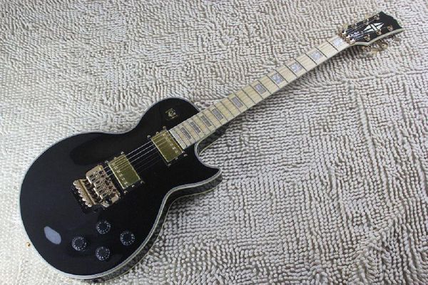 

shipping custom shop maple fretboard lp custom black electric guitar with floyd rose tremolo @25