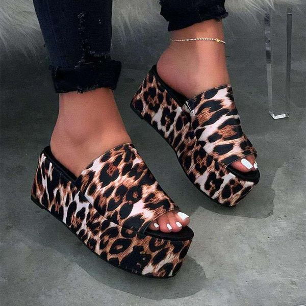 

slippers women's leopard thick bottom platform outdoor beach ladies summer shoes women waterproof durable female plus size, Black