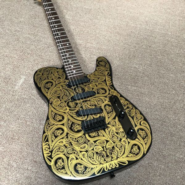 

eectric guitar,stringed instrument,golden flower and golden accessories,maple neck,real p,