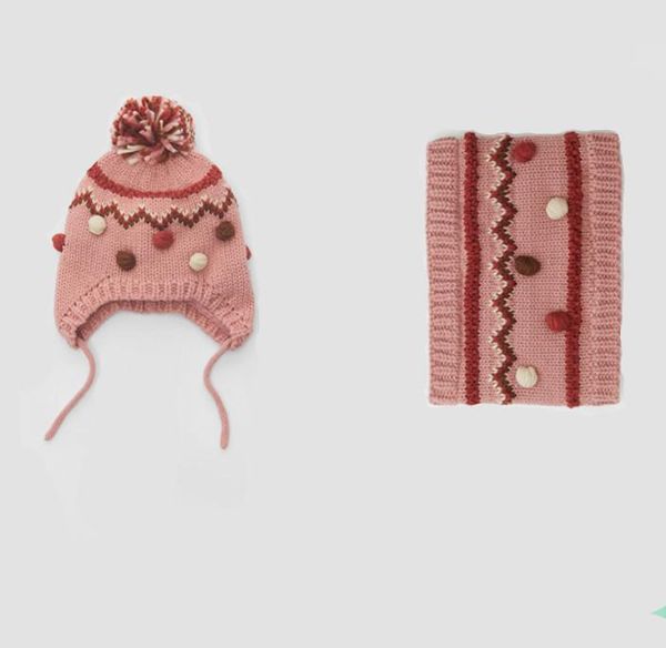 

caps & hats 2021 winter hand crochet colorfully pompom knitted hat and infinity scarf for baby girls boys children, Yellow