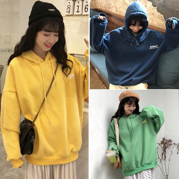

women's hoodies & sweatshirts korean hooded print top, Black