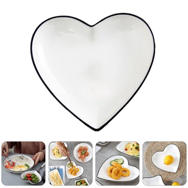 

set 2 pcs ceramic plates heart shape dessert fruits dishes dried fruit (white) bowls