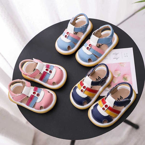 

baby sandels summer baby boy baby girl soft sole genuine leather shoes 0-3 years 210722