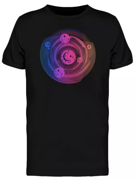 

circular pink moon graphic men's tee -image by shutterstock, White;black