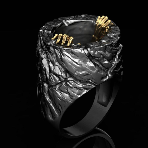

cluster rings fdlk -gothic men's vintage carbide ring gold color devil's double claw punk biker jewelry wholesale, Golden;silver