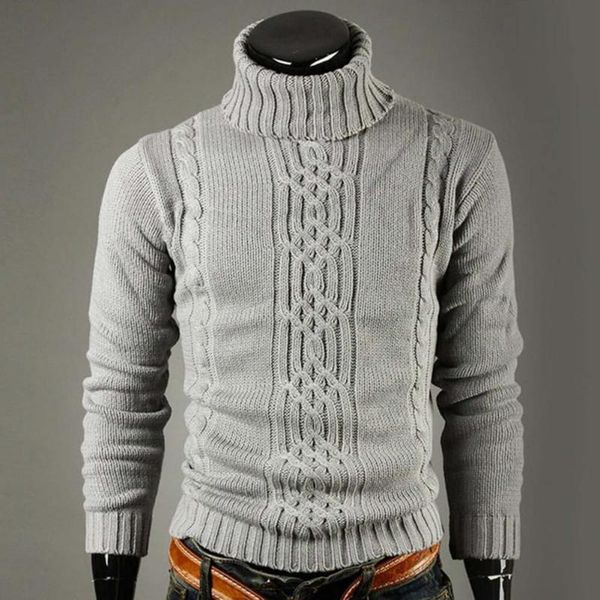 

men's sweaters men sweater slim ribbed cuffs leisure high-necked solid color warm knitted anti-wrinkle skinny, White;black