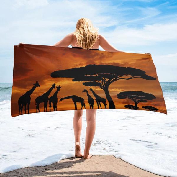 

towel giraffe big tree dusk beach luxury quick-dry microfiber bath towels yoga mat sport swimming