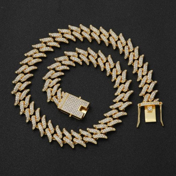 

chains 16mm crystal cuban link chain hip hop iced out necklace bling jewelry ac012, Silver