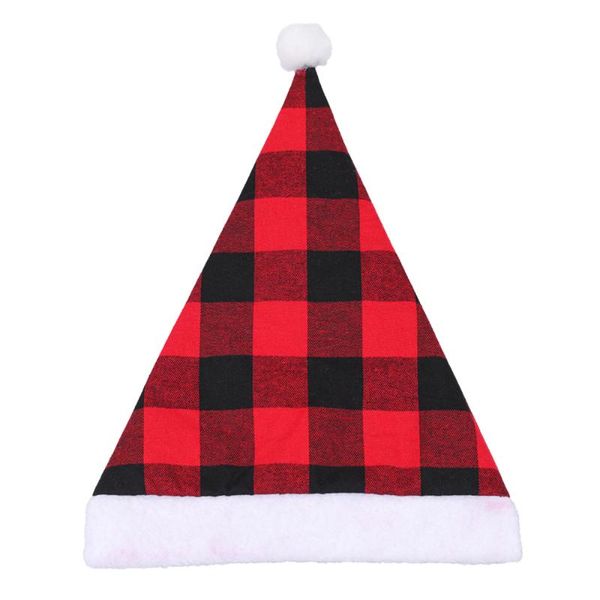 

party hats christmas home decoration hat 30x41cm 30wx41hcm non-woven fabric red grid cotton check cloth lattice cap