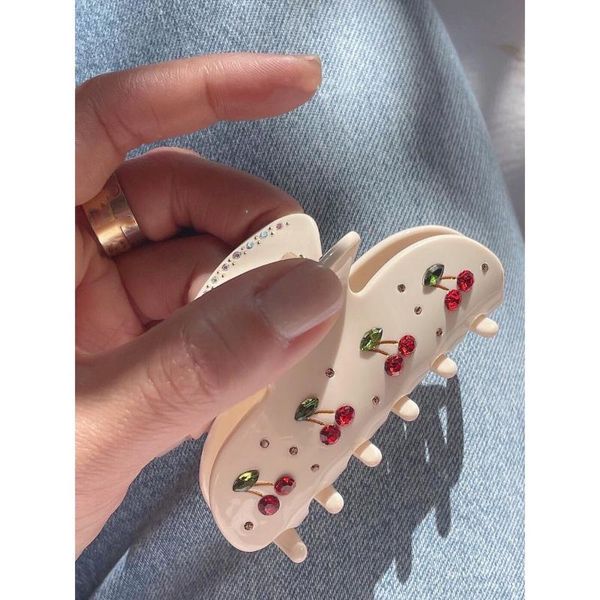 

hair clips & barrettes fflacell 2021 vintage romantic rhinestone cherry acrylic clip hairpin headwear for women makeup bath accessorie, Golden;silver