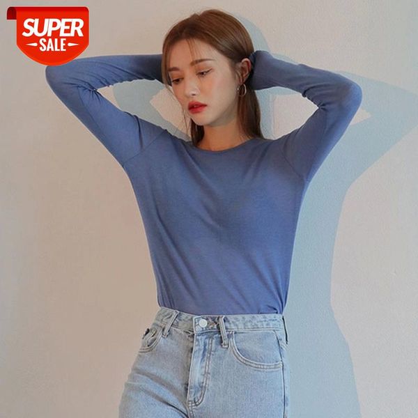 

2021 spring bottom cotton long sleeve o-neck t shirt women long sleeve casual basic t shirt solid color tee female #vl7y, White