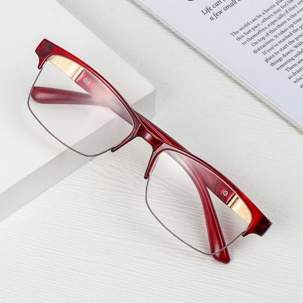

sunglasses women men half frame reading glasses ultralight portable presbyopic eyewear high-definition far sight +1.0~+4.0, White;black