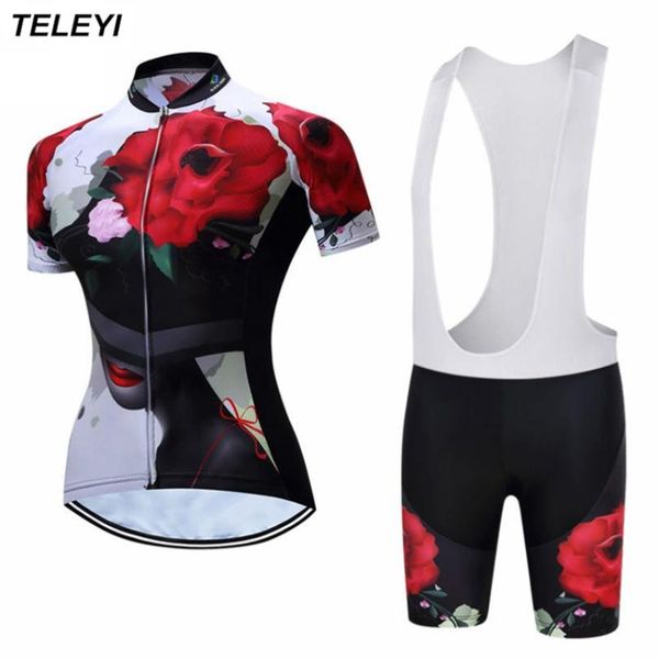 

racing sets teleyi bike outdoor sportswear cycling jersey sets/cycling clothing with bib women riding maillot ropa ciclismo wear, Black;blue