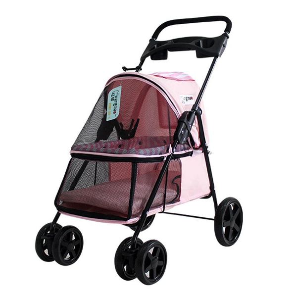 

strollers# lightweight folding pet trolley cat dog teddy accepts four-wheeled cart large space wholesale