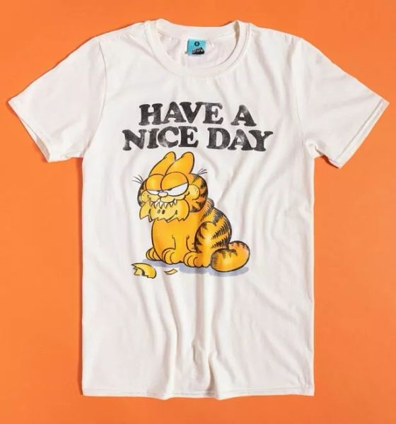 

official men's garfield have a nice day ecru t-shirt, White;black
