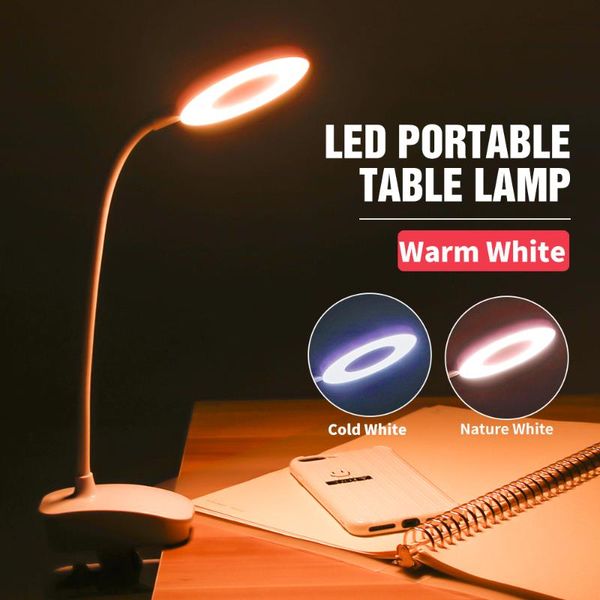 

table lamps clip wireless lamp led 3 colors desk light usb touch dimmable reading ampoule study lights rechargeable 18650 battery