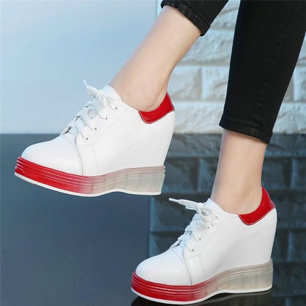 

wedges oxfords shoes women lace up genuine leather high heel ankle boots female round toe platform fashion sneakers casual, Black