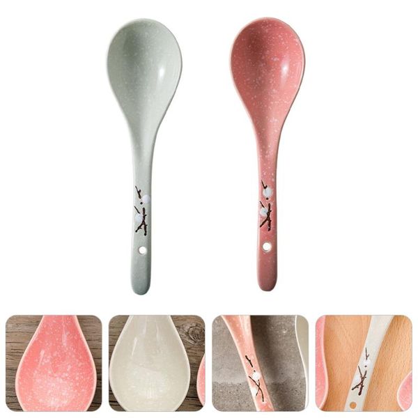 

2pcs ceramics soup spoons creative japanese-style porridge for home bowls