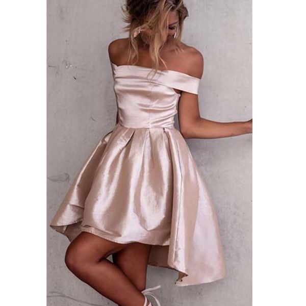 

off the shoulder short cocktail dresses juniors evening wear elegant hi low party prom gowns homecoming dress, Black