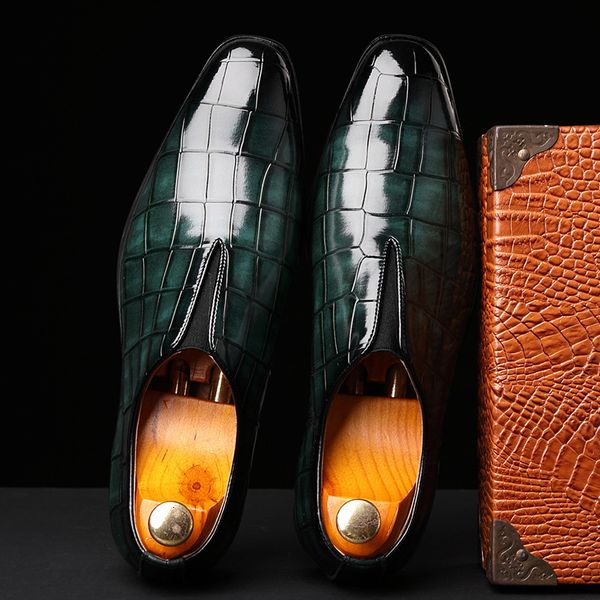 

dress shoes luxury men business formal design pointed toe british style wedding party patent leather size 48 hsqv, Black