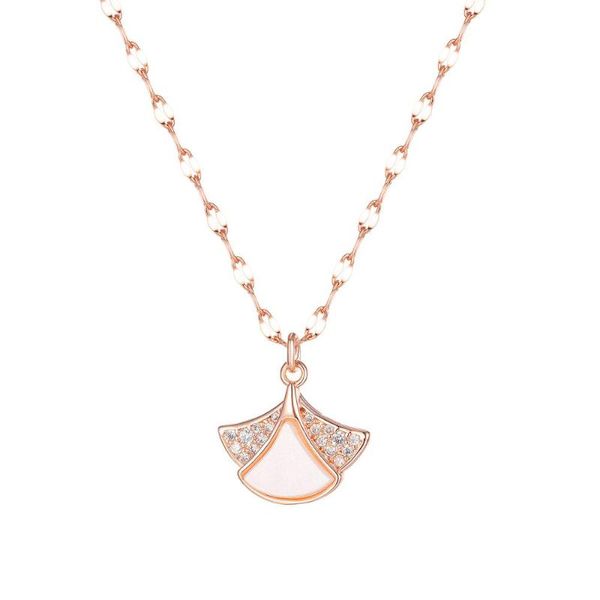 

fashion zircon shell rose gold skirt pendants necklaces for women 2021 kpop accessories jewelry stainless steel chains pendant, Silver