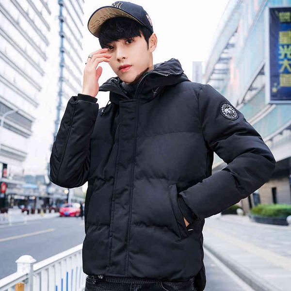 

men's down & parkas camouflage winter jacket for thick men with hoodies parkas homme clothes fashion men's zipper 5odn, Black