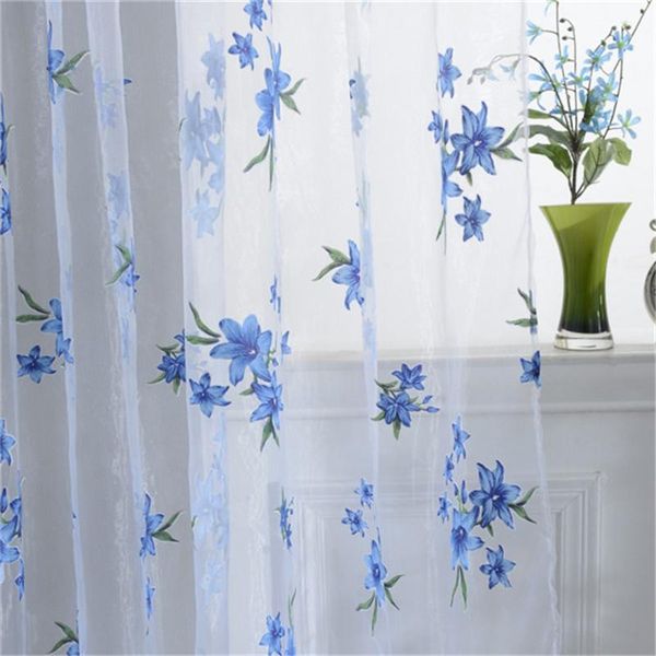 

2m x 1m stylish floral 1xsheer tap curtain window living room drapes curtains panel (l w)
