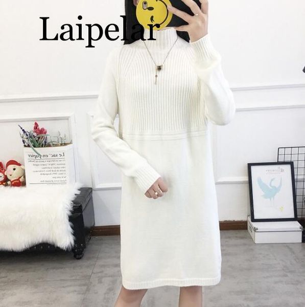 

casual dresses laipelar turtleneck sweater dress 2021 women fashion autumn winter knitted pullovers sweaters long sleeve jumper pull femme, Black;gray