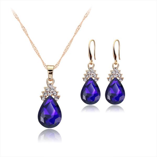 

earrings & necklace fine cristal pendant jewelry sets for women necklaces angel tears, Silver