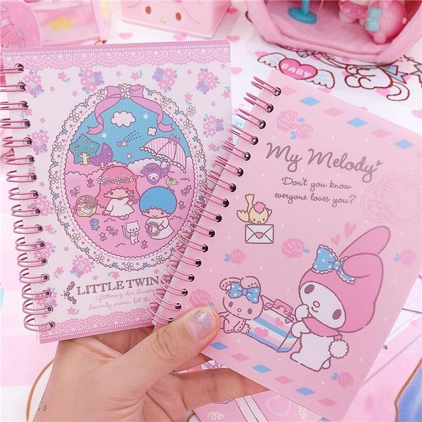 

kawaii cartoon portable coil notepad hard cover pocket notebook student school supplies gift wrap
