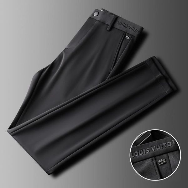 

men's pants 2021 autumn high-end with chic three-dimensional letter decoration slim and wrinkle-resistant, Black