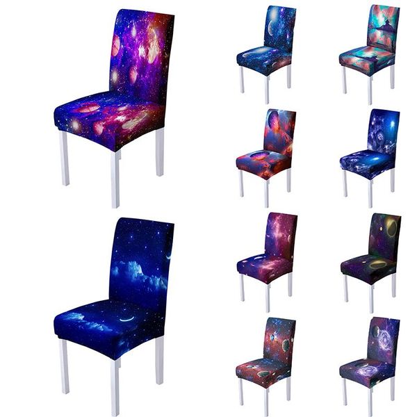 

chair covers 3d colorful celestial body night sky cover modern elastic printing easy unpick and washable el seat
