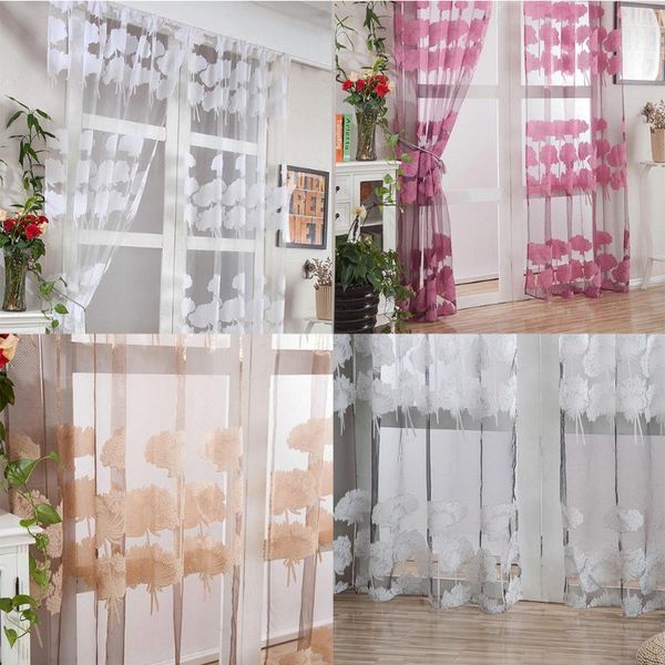 

super leaf printed tulle curtain door scarf for living room window sheer panel tapestry beautiful wearing rod style & drapes