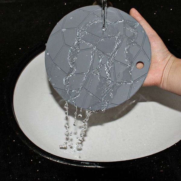 

mats & pads safe silicone non pad dinnerware hanging grey round pot holder washable portable placemat thermal insulation tablemat