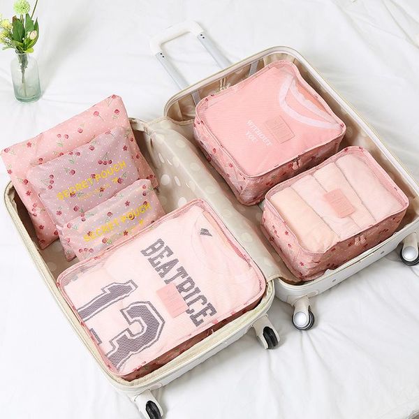 

duffel bags nylon packing cube travel bag men women luggage 6 pieces set large capacity clothing organizer