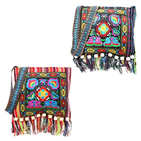 Stickerei Hill Tribe Totes Messenger Quasten Tasche Boho Hippie National Style Umhängetasche