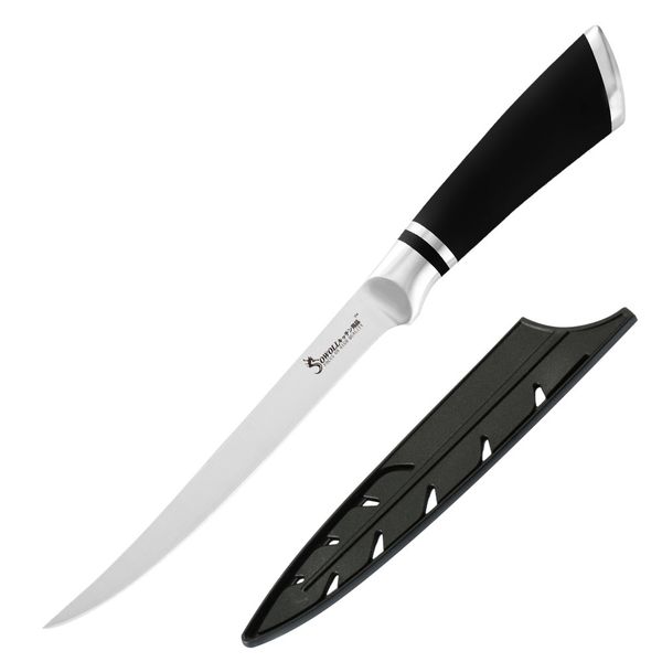 

8 inch curved boning knife kitchen stainess stee knife forged fexibe bone samon sushi petty fish fieting knife covers