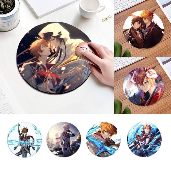 

mouse pads & wrist rests maiyaca game genshin impact tartaglia keyboards mat comfortable round pad planet series deskdiy custom desk