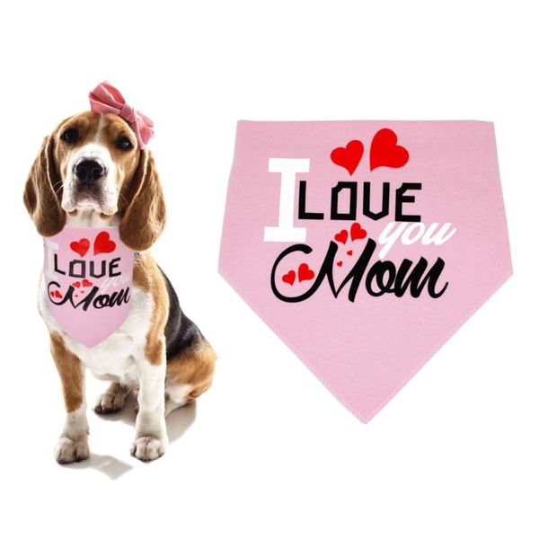 

dog scarf adjustable pet bandana cute neckerchief for puppy cat bibs neck dad & love mom printed 2 colors collars leashes
