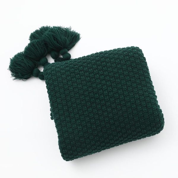 

blankets light luxury solid color sofa knitted blanket office air conditioning nap shawl leisure bed cover